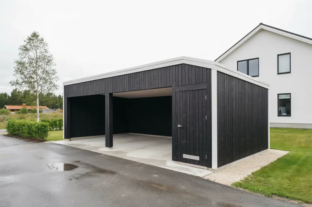 nybyggnation av carport med f rr d i gottsk r onsala